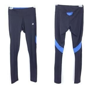 Adidas Climalite Leggings Small Women Black Blue Pants Running Gym Workout